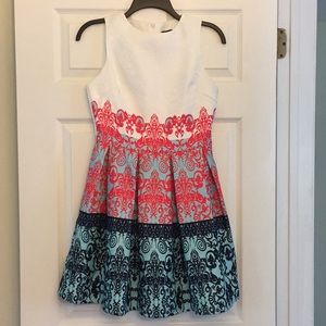 A-line party cocktail dress paisley pink blue  👗